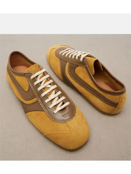 Sneakerși Dries Van Noten din piele de căprioară galben