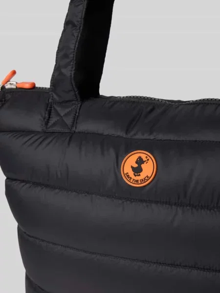 Torba shopper z detalem z logo Model CARON' Save The Duck czarna