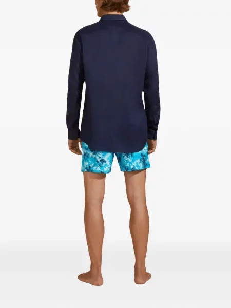 Lněná košile Vilebrequin modrá