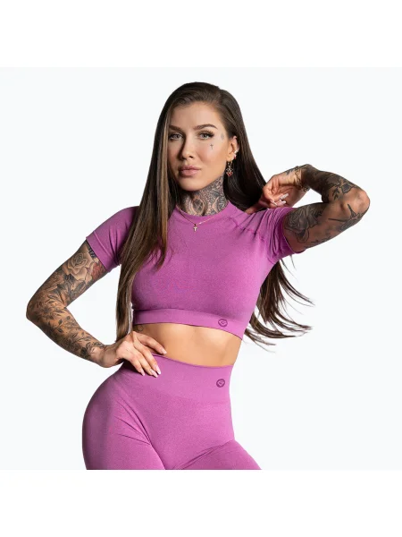 Tricou de antrenament pentru femei Gym Glamour Seamless Rashguard pink roz