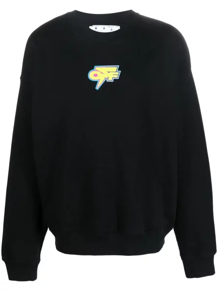 Mikina bez kapuce Off-white s potiskem s kulatým výstřihem bílá