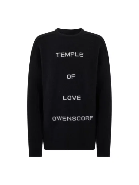 Sweter Rick Owens wełniany z okrągłym dekoltem czarny