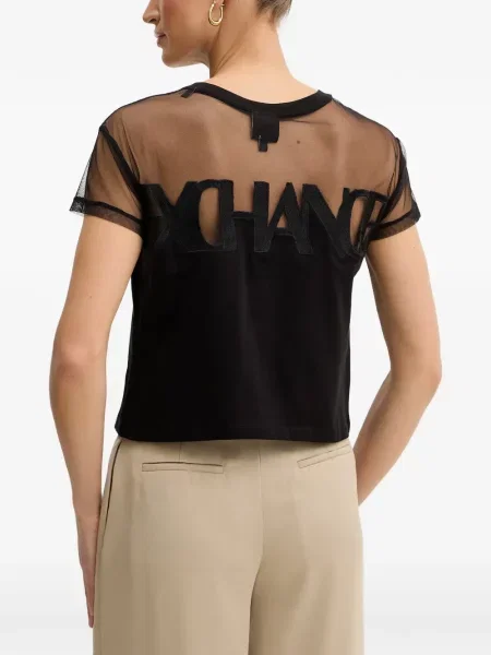 Hálós póló Armani Exchange autogrammal fekete