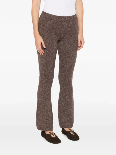 Pantaloni Ely Ely tricotate evazate maro