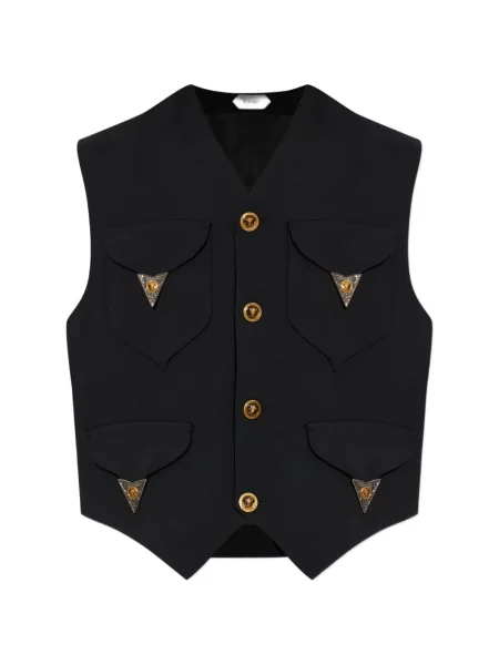 Vestă Versace de lână cu aplicații negru