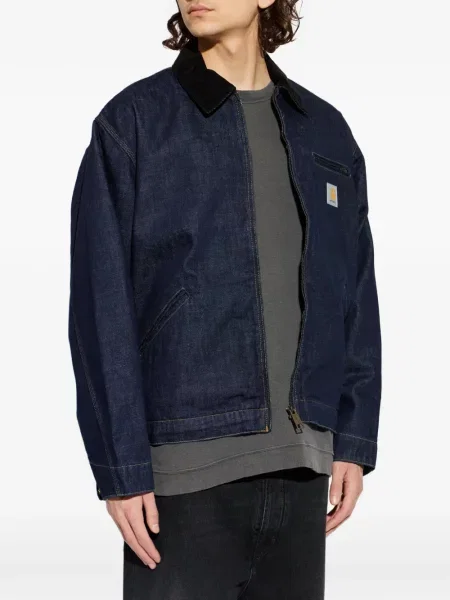Manšestrová s límcem bunda Carhartt Wip modrá