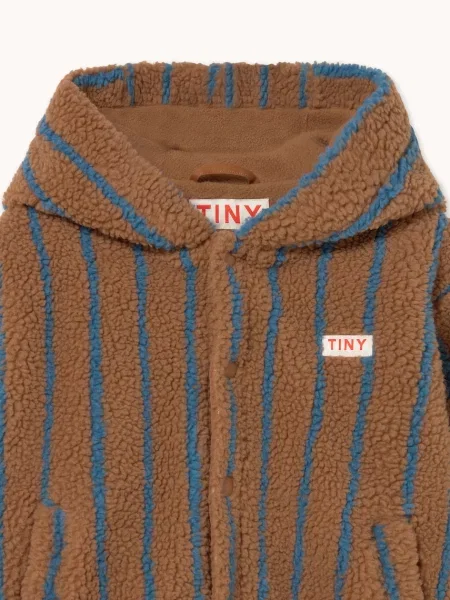 Tinycottons кофта на застібці з капюшоном дитяча флісова LINES SHERPA HOODIE