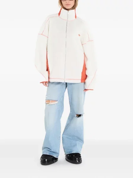 Tricou Adidas din fleece cu dungi scurt albastru