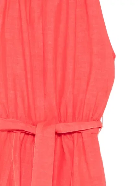 Rochie midi 120% Lino cu funde roșu