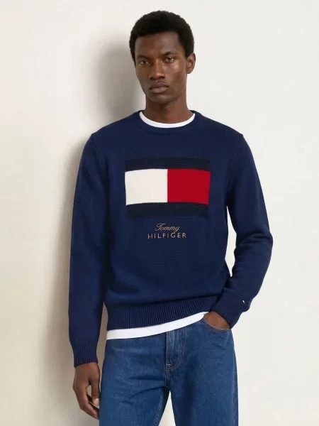Tommy Hilfiger Svetry tmavě modrá / červená bílá