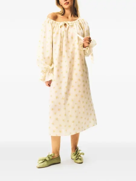 Rochie midi Sleeper cu volane alb