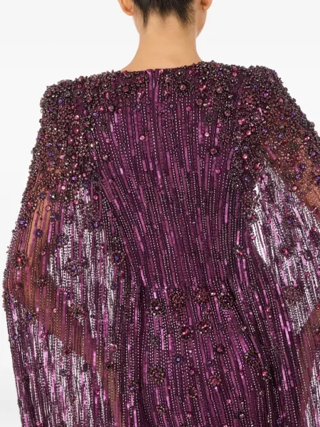 Rochie maxi Jenny Packham cu mărgele de costum violet