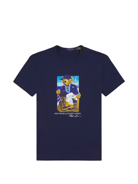 Плетена поло тениска Polo Ralph Lauren с автограф с връзки бяло