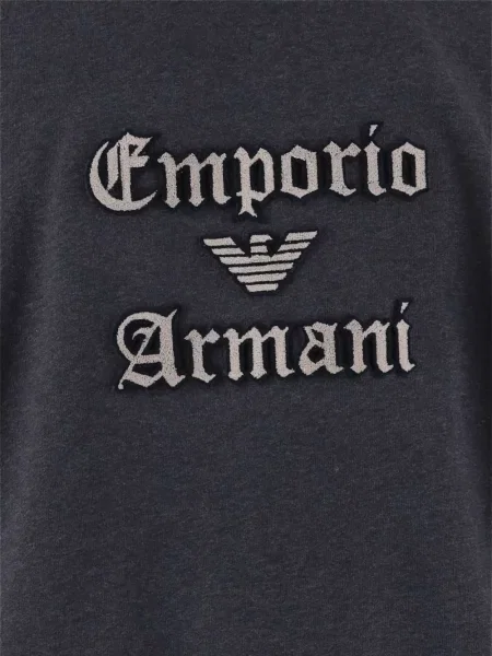 Суичър с качулка Emporio Armani бродиран сиво