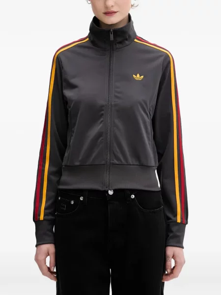 Ριγέ τρέξιμο μπουφάν Adidas με αυτόγραφο καφέ