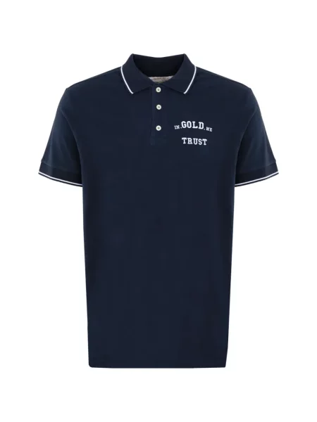 Tricou polo In Gold We Trust cu broderie albastru