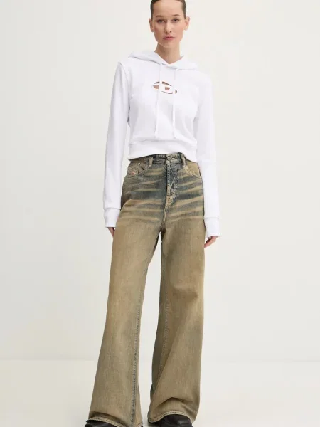 Diesel bluza F-SLIMMY-HOOD-OD z kapturem z aplikacją biały