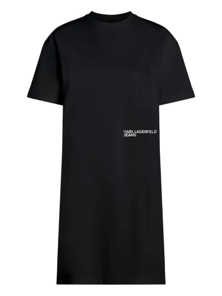 Rochie din denim Karl Lagerfeld Jeans cu imagine negru