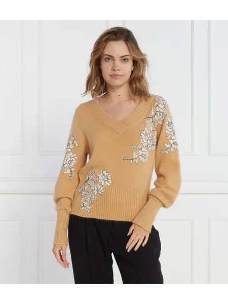 TWINSET Pulover cu adaos de lână maro