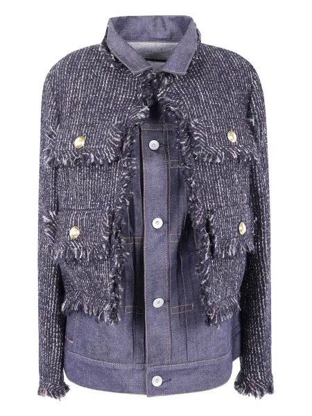 Kurtka jeansowa Sacai tweedowa niebieska