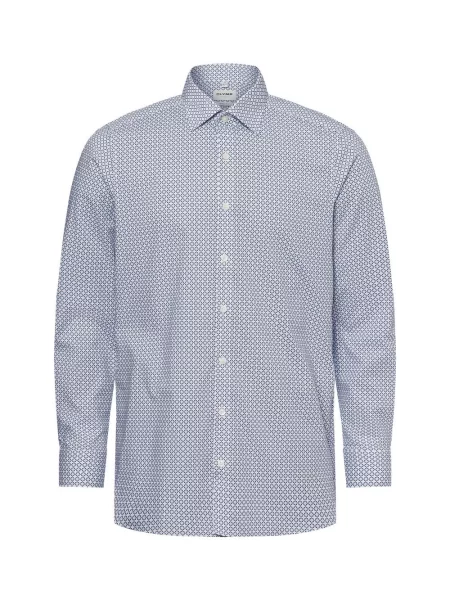 Olymp Level Five koszula biznesowa dopasowana do ciała Mężczyźni Slim Fit niebieski|biały wzorzysty 38 biała