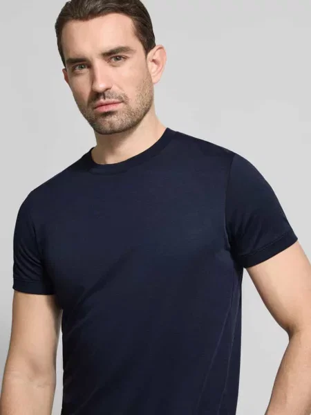 T-shirt z okrągłym dekoltem Ragman granatowa