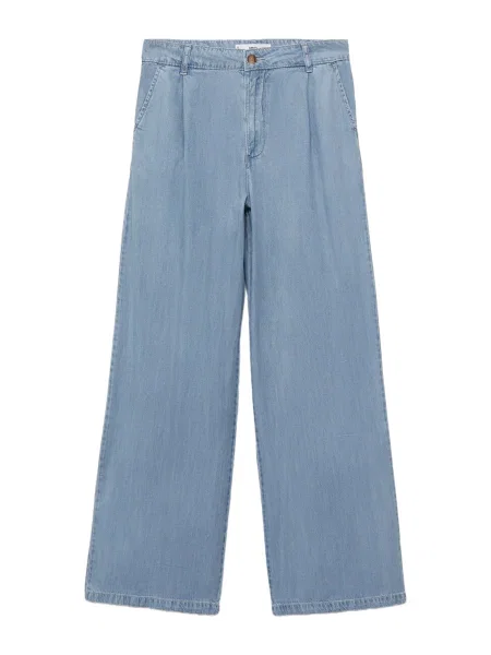 MANGO Pantaloni cu cute CRETA denim albastru
