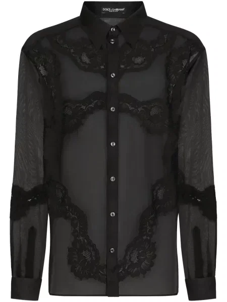 Průsvitná krajková košile Dolce & Gabbana černá