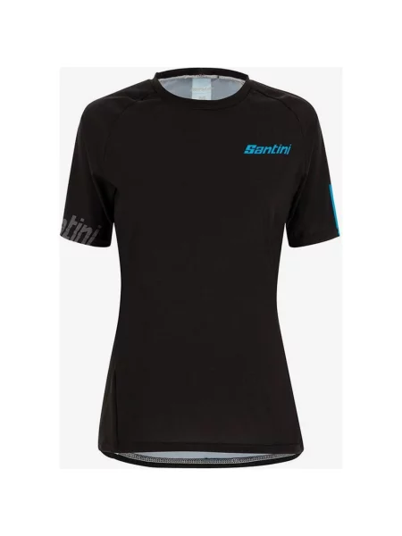 Koszulka MTB z krótkim rękawem Santini Sasso w kolorze czarno-niebieskim XS czarna