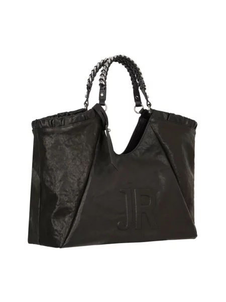 Shopperka John Richmond skórzana z logo czarna