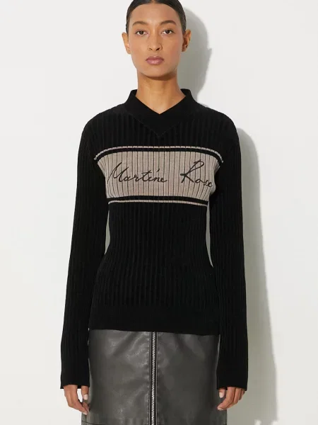 Pulover Martine Rose Chenille V-Neck Jumper crna