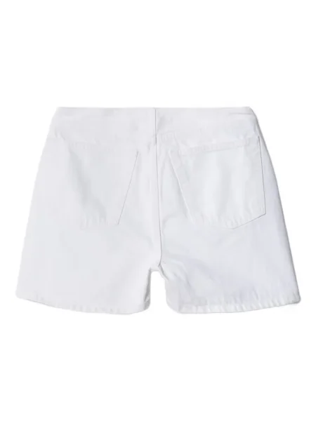 Pantaloni scurți din denim Re/done cu șireturi din dantelă alb