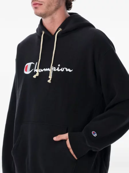 Суичър с качулка Champion бродиран с връзки черно