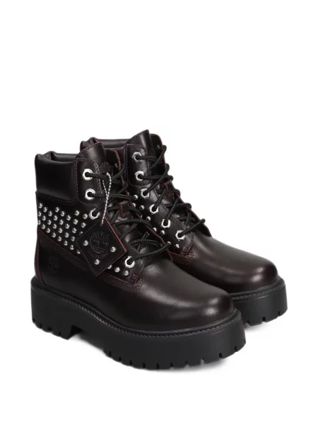 Botine Timberland cu platformă streetstyle cu strasuri roșu
