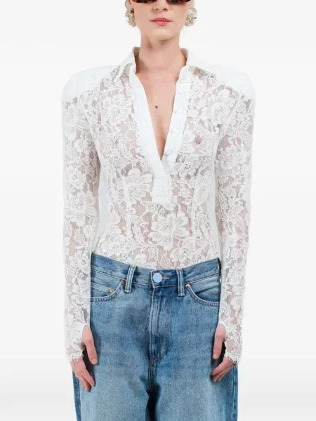 Top Rowen Rose din dantelă lung alb