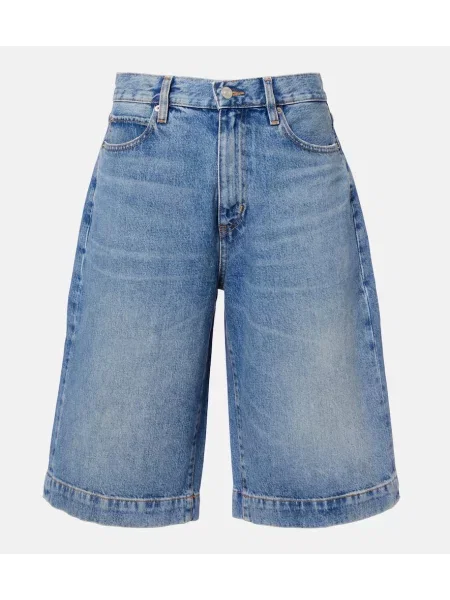 Szorty jeansowe Frame z wysoką talią niebieskie