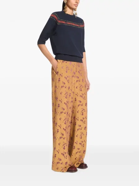 Pantaloni Dries Van Noten din jacard galben