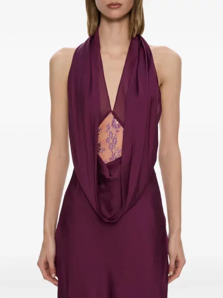 Rochie maxi Christopher Esber din dantelă violet