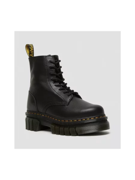 Lekkie botki Dr. Martens skórzane na płaskim obcasie czarne