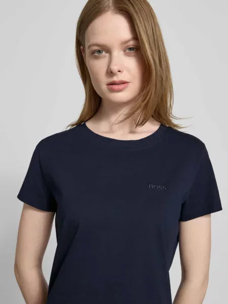 T-shirt o kroju regular fit z czystej bawełny model ‘ESOGO’ Boss Orange granatowa