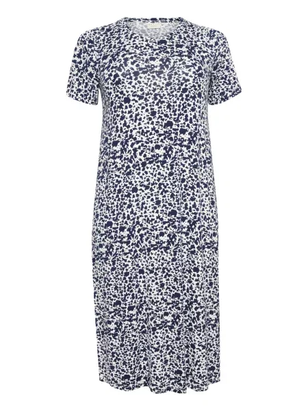 KAFFE CURVE Šaty Charlotta námornícka modrá biela