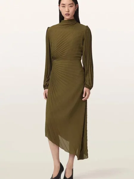 AllSaints rochie asimetrică MIELENA verde