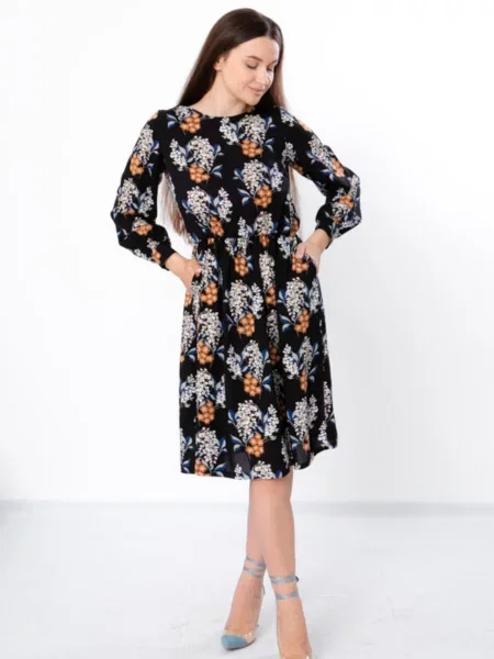 Носи своє Сукня міді Бавовна/поліестер чорний