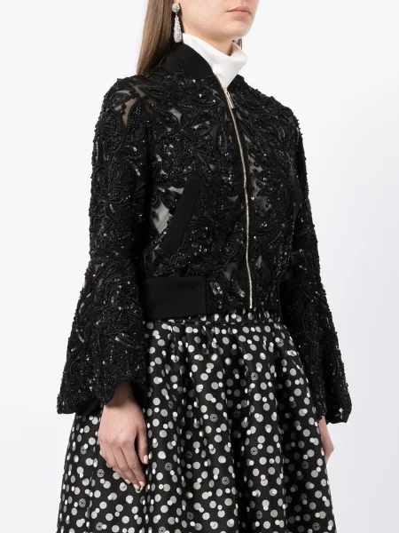 Bunda Elie Saab s flitry černá