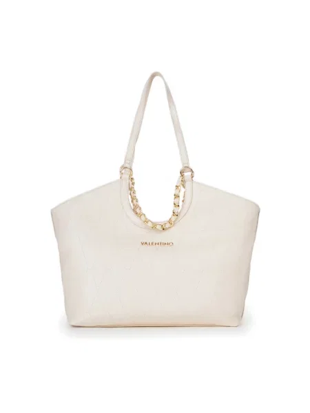 Lniana shopperka Valentino By Mario Valentino beżowa