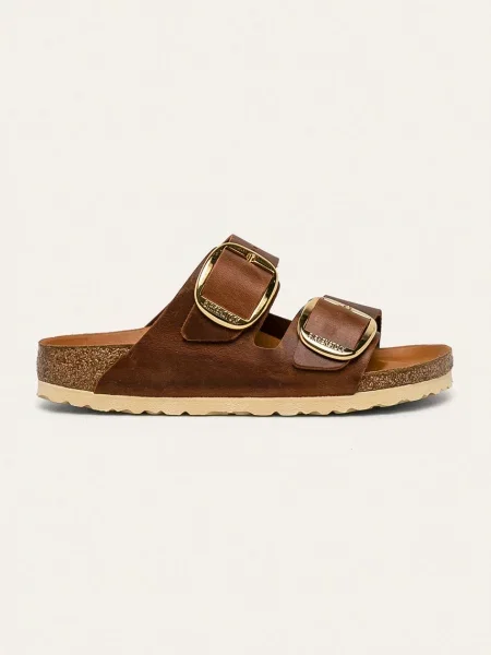 Pantofi Birkenstock din piele cu cataramă maro