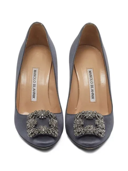 Pantofi cu toc Manolo Blahnik cu cataramă gri