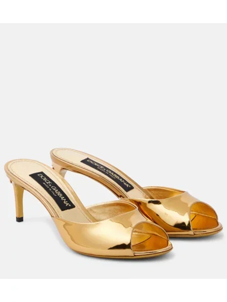 Papuci tip mules Dolce&gabbana din piele auriu