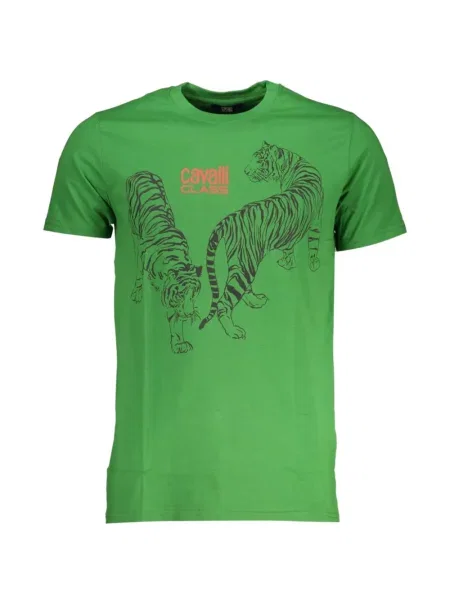 Tricou Cavalli Class cu imagine cu dungi de tigru verde