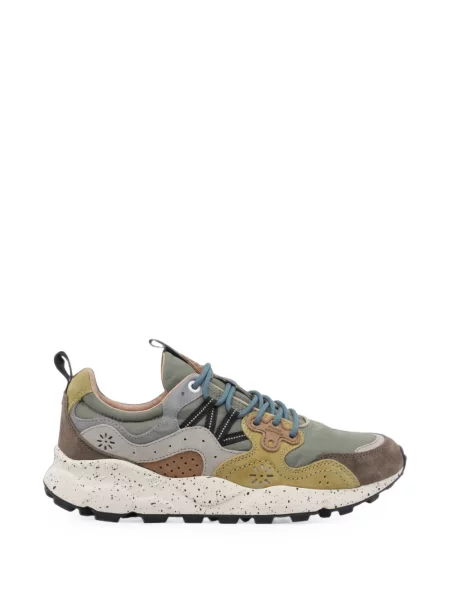 Sneakerși Flower Mountain din piele de căprioară cu model floral maro